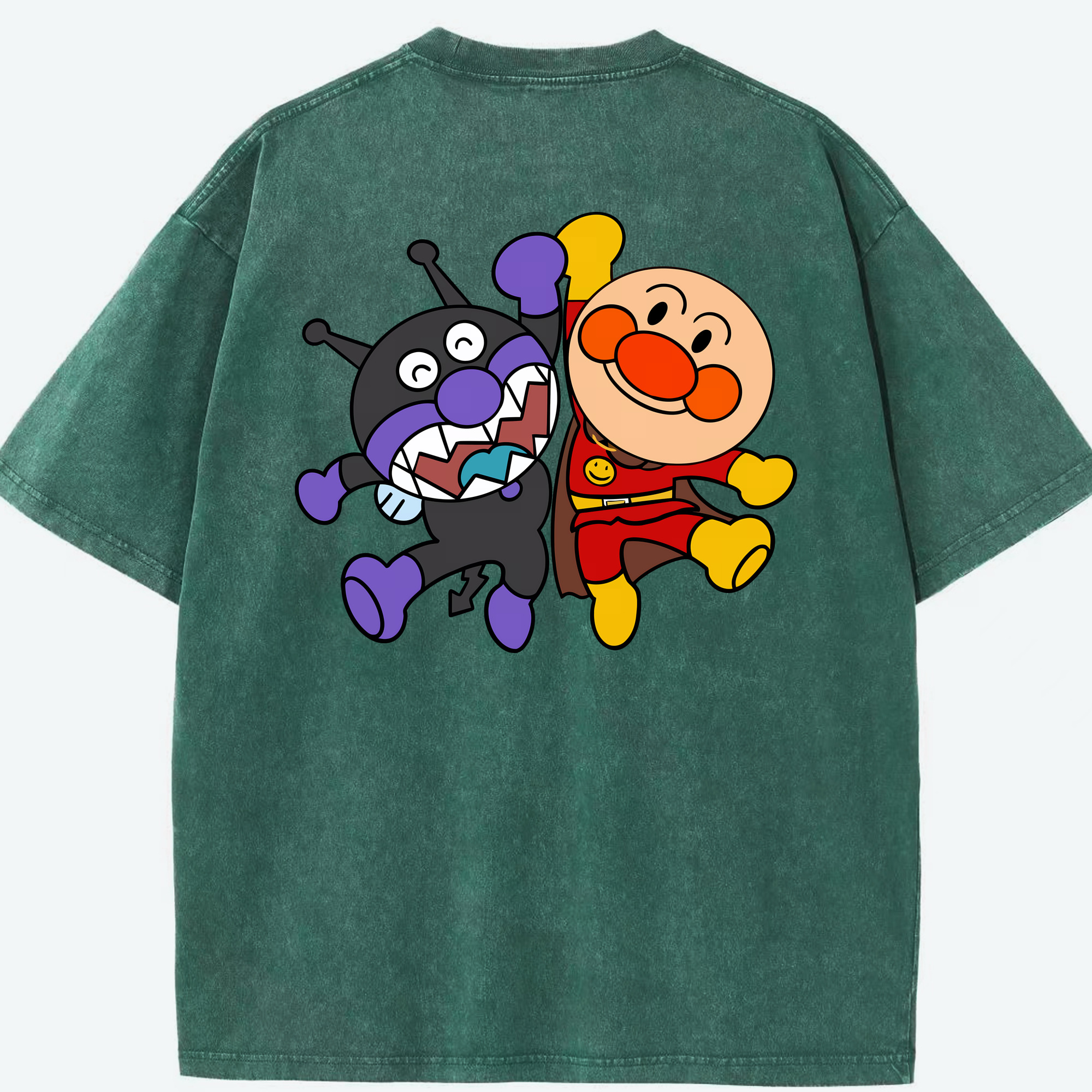 （画像用） アンパンマン Anpanman 綿100% ヴィンテージ風 半袖Tシャツ（背面プリント）